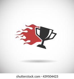 Soccer Icon - trophy fire silhouette vector 