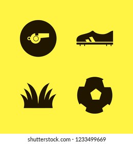 soccer icon. soccer vector icons set football ball, grass, football shoe and whistle