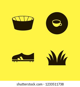 soccer icon. soccer vector icons set football shoe, grass, cup and football stadium