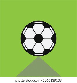 Icono de fútbol. Ilustración vectorial de una bola. Aislado sobre fondo verde