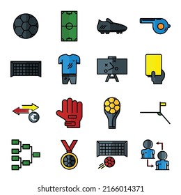 soccer icon vector set. suitable for football icon, sport. lineal color icon style. Simple design illustration editable