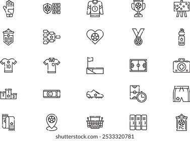 Soccer icons collection is a vector illustration with editable stroke.