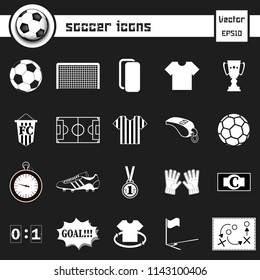 Soccer icons on isolated background. Football icons set. Vector illustration