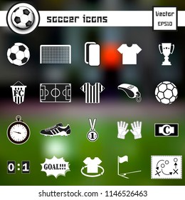 Soccer icons on isolated background. Football icons set. Vector illustration