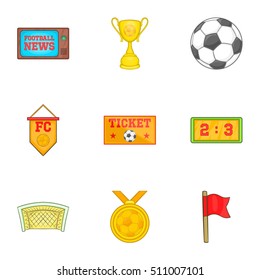 Soccer icons set. Cartoon illustration of 9 soccer vector icons for web