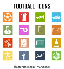 Soccer icons set flat design. Illustration eps10 