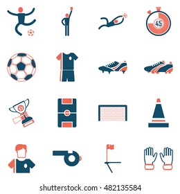 Soccer icons set flat design. Illustration eps10 