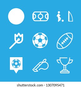 soccer icons set with match, football field and football ball vector set