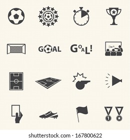 Soccer Icons Set With Texture Background. Vector