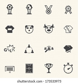 Soccer icons set with texture background. Vector