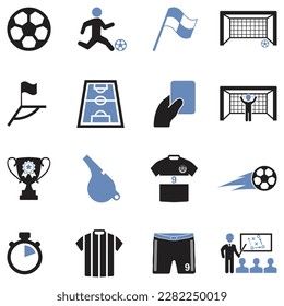 Soccer Icons. Two Tone Flat Design. Vector Illustration.