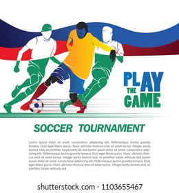 soccer illustration design. silhouette player illustration.