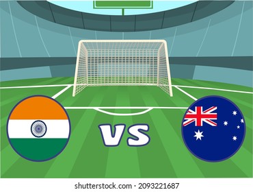 Soccer, India vs. Australia.
Vector illustration.