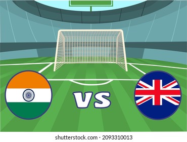 Fútbol, India vs. Inglaterra
Ilustración vectorial.