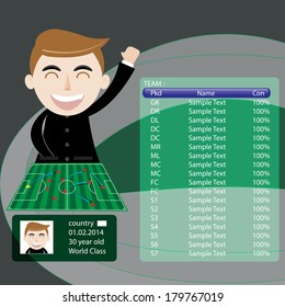 soccer info graphic strategy with manager