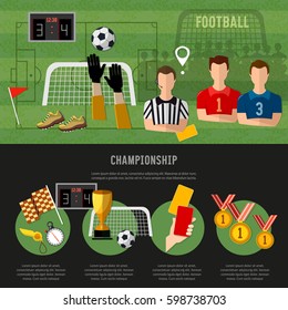 Soccer infographic, football team, signs and symbols elements of professional soccer sport template flat design 