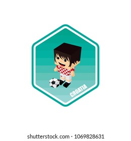 soccer isometric theme croatia vector art