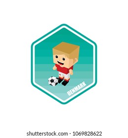 soccer isometric theme denmark vector art