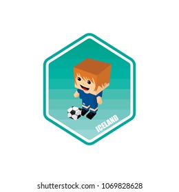 soccer isometric theme iceland vector art