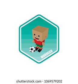 soccer isometric theme morocco vector art