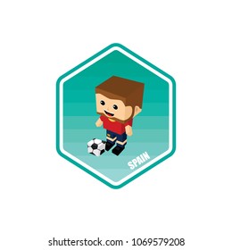 soccer isometric theme spain vector art