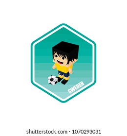 soccer isometric theme sweden vector art