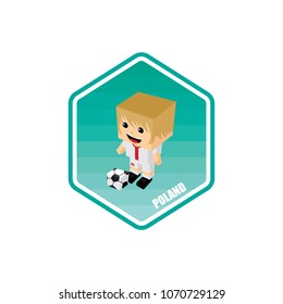soccer isometric theme vector art poland