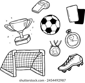 soccer items icons in vectors