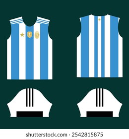 Fußballtrikot Argentinien Nationalmannschaft, Hemdvorlage für Fußball-Kit