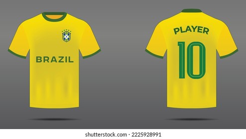 Soccer Jersey for brazil national Team, Front and Back View