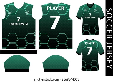 soccer jersey deisign template with pattern and mockup