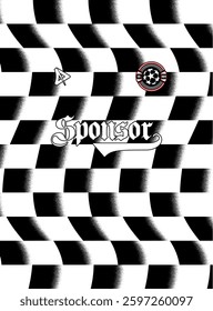 Soccer Jersey Design with Black and White Wavy Checkered Pattern