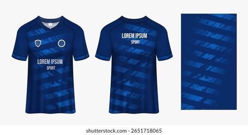 Futebol Jersey Design Azul Vestuário Esportivo com Listras Diagonais Geométricas