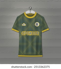 Soccer jersey design with green abstract line pattern