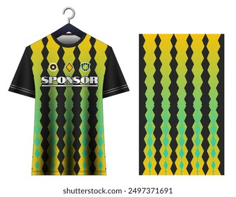 Soccer jersey design sport t-shirt. Mockup jersey for team football club. Uniform jersey front view.