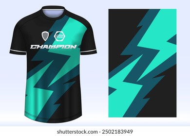 Soccer jersey design sport t-shirt. Mockup jersey for team football club. Uniform jersey front view.