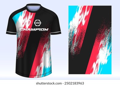 Soccer jersey design sport t-shirt. Mockup jersey for team football club. Uniform jersey front view.