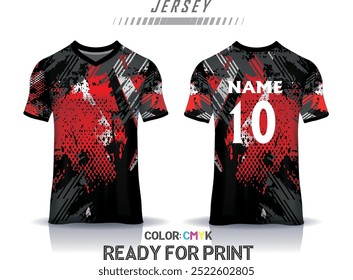 Design de camisa de futebol para sublimação futebol jercy desing vermelho e preto colar