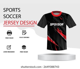 Design de camisa de futebol para sublimação ou design de camisa de esportes