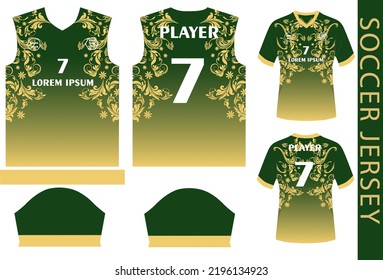soccer jersey design template with abstract floral batik pattern design