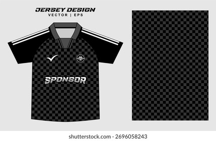 Plantilla de diseño de Jersey de fútbol con patrón a cuadros y logotipo del patrocinador