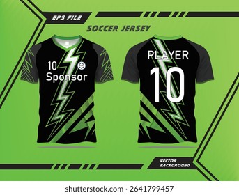 Soccer jersey design template green black lightning