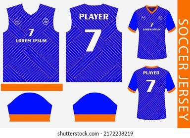 soccer jersey design template with pattern and mockup 