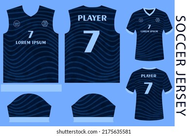 soccer jersey design template with sewing pattern and mockup