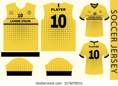 soccer jersey design template with sewing pattern print and mockup