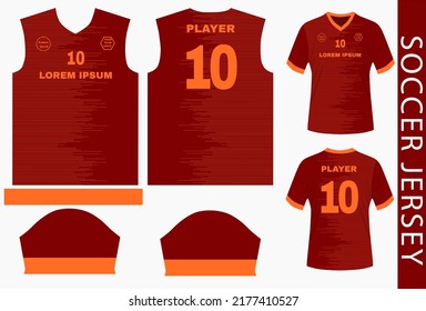 soccer jersey design template with sewing pattern print and mockup