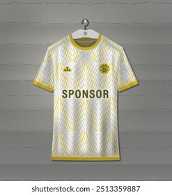 Diseño de jersey de fútbol con patrón de fondo blanco y amarillo