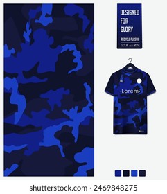 soccer jersey fabric textile pattern design for football kit, sport t-shirt mockup for football club. Uniform front view. Abstract pattern for sport background. Camouflage pattern. Vector Illustration