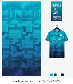 soccer jersey fabric textile pattern design for football kit, sport t-shirt mockup for football club. Uniform front view. Geometric pattern for sport background. Hud pattern. Vector Illustration