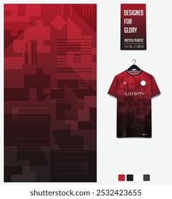 tecido de camisa de futebol design de padrão têxtil para o kit de futebol, esporte t-shirt maquete para o clube de futebol. Vista frontal uniforme. Padrão geométrico para fundo desportivo. Hud padrão. Ilustração de vetor